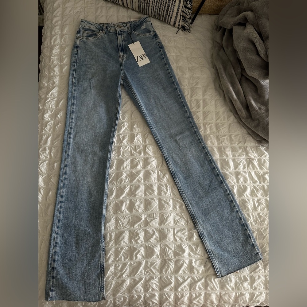 ZARA high rise slim flare jeans